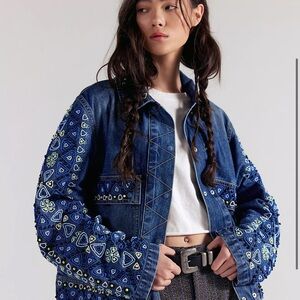 We The Free Suzy Beaded Denim Jacket
